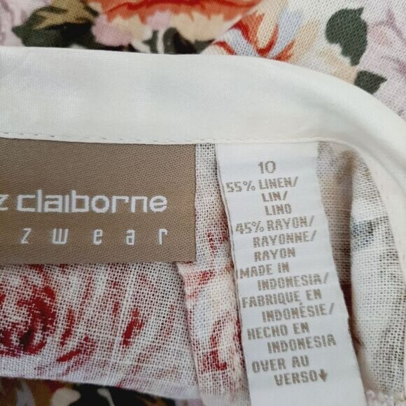 LIZ CLAIBORNE Linen Blend Floral A-Line Mini Skirt Colorful  Sz 10 - Picture 14 of 16